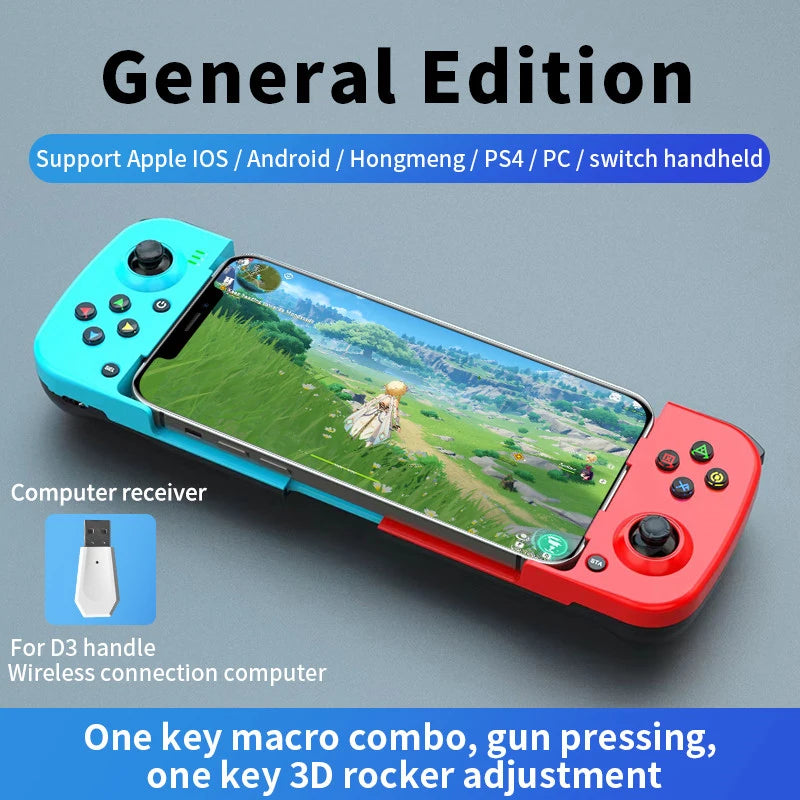 D3 Mobile Phone Stretch Game Controller 3D Joystick Bluetooth-Compatible5.0 Mobile Phone Gamepad for IPhone/iOS/Android for PUBG