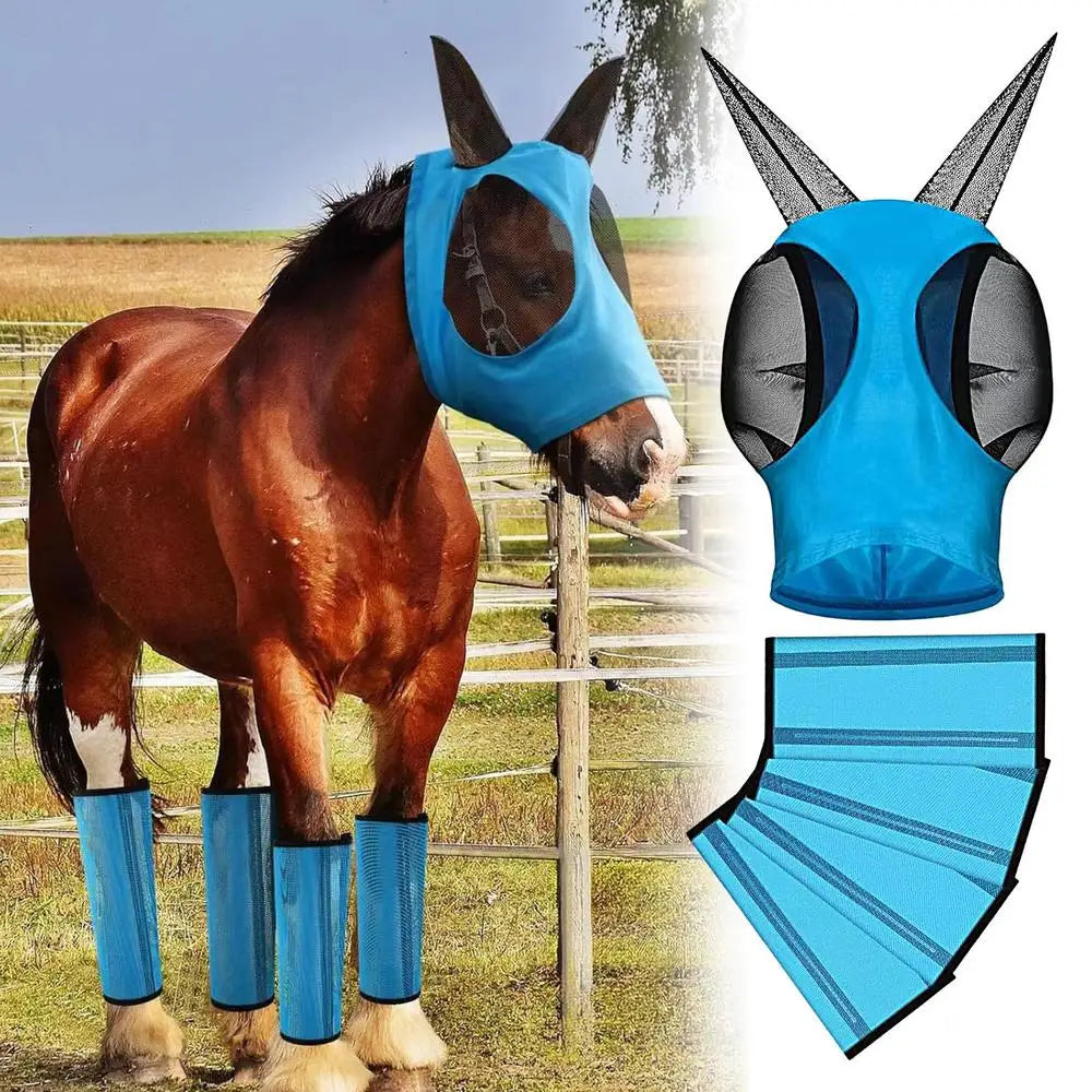 Mesh horse fly boots masks kit